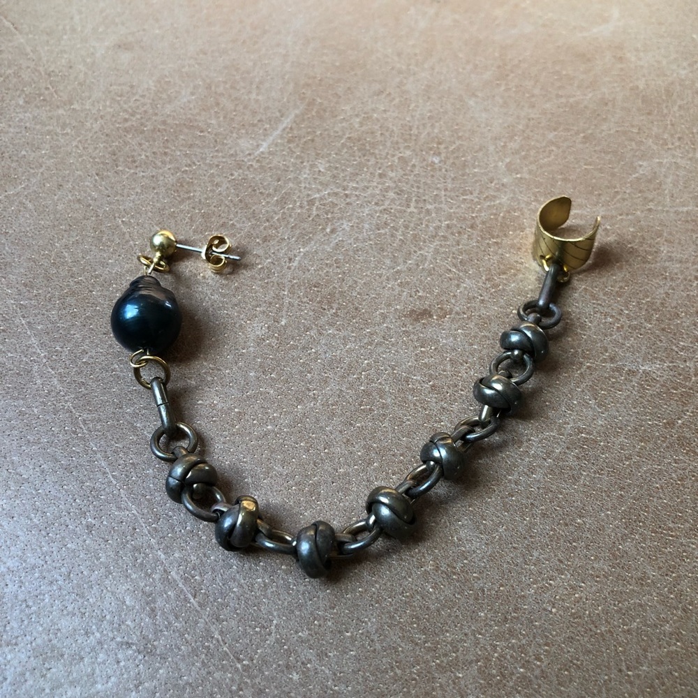 Baroque Pearl Chain Ear Cuff - image 5